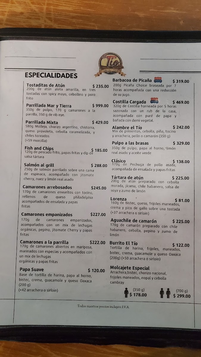 El Tío Asador Grill Menu - Image 2